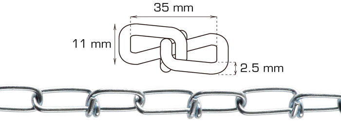 Kjetting Ø2,5 mm x 2 meter